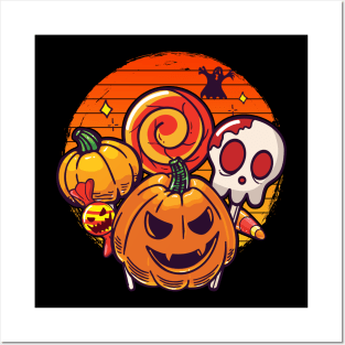 Funny Halloween Pumpkin Trick or Treat Candy Jack O Lantern Posters and Art